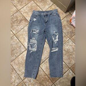 Distressed Blue Jeans